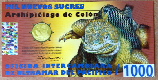 Галапагосы 1000 колон 2012г -UNC-