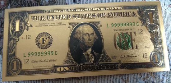 Золотой 1 доллар США (копия Американской купюры)
