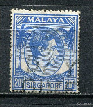 Британские колонии - Сингапур - 1948/1952 - Король Георг VI 20С - [Mi.13] - 1 марка. Гашеная.  (Лот 59EY)-T25P7