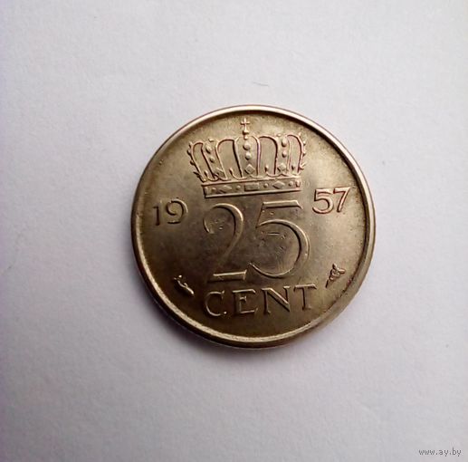 Нидерланды 25 центов 1957 г