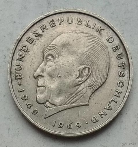 Германия 2 марки 1975 г. G. Конрад Аденауэр, 20 лет Федеративной Республике (1949-1969)