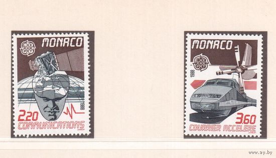 Монако-1988(Мих.1859-1860)  ** , Транспорт, Самолет, Европа СЕРТ