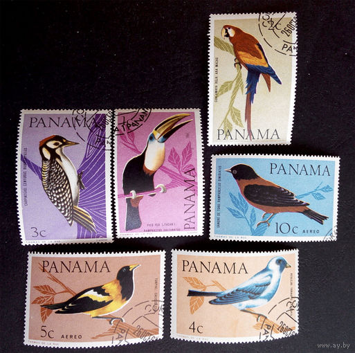 Панама 1965 г. Птицы. Фауна, полная серия из 6 марок #0198-Ф1