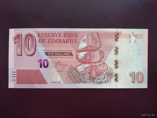 Зимбабве 10 долларов 2020 UNC