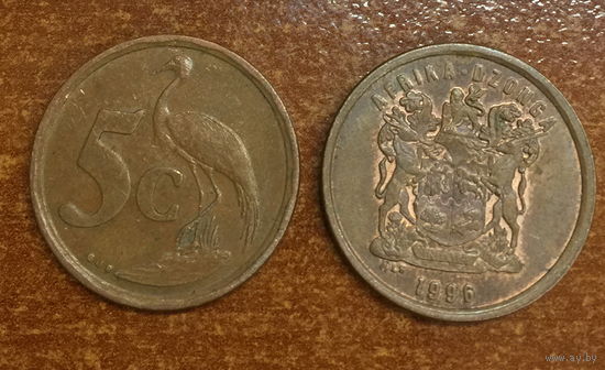 ЮАР, 5 центов 1996. Надпись на языке тсонга: AFRIKA DZONGA.