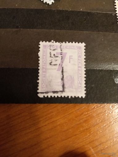 1944 Франция марка оплаты пересылки посылок (пакетов) по железной дороге поезд паровоз Ивер 6 (3-7)