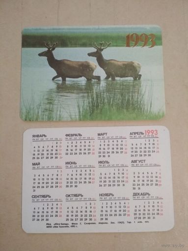 Карманный календарик. Маралы. 1993 год