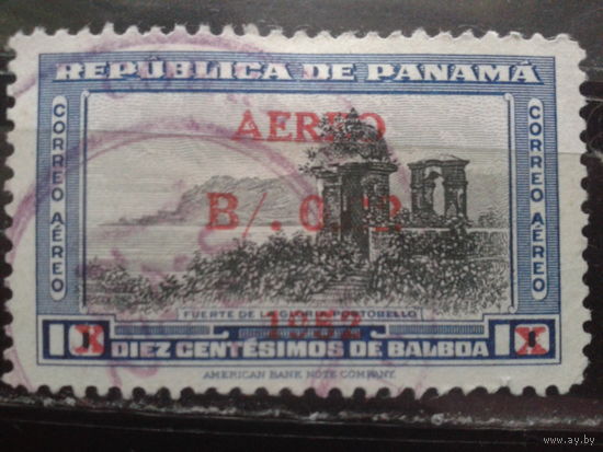 Панама, 1952. Авиапочта, надпечатка 0,02В на 10С
