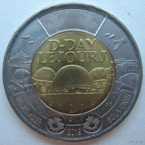 Канада 2 доллара 2019 г. 75 лет высадке союзников в Нормандии D-Day