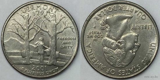 25 центов(квотер) США 2001г P, Вермонт