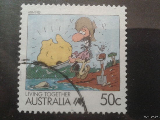 Австралия 1988 Старательство, золотодобытчики, комикс 50 центов