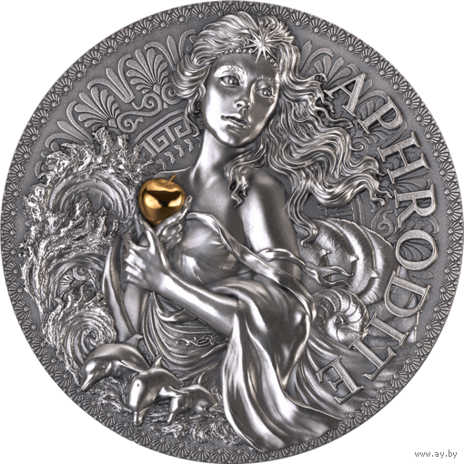 RARE Камерун 2000 франков 2023г. "Афродита". Монета в капсуле; подарочном футляре; сертификат; коробка. СЕРЕБРО 62,20гр.(2 oz).