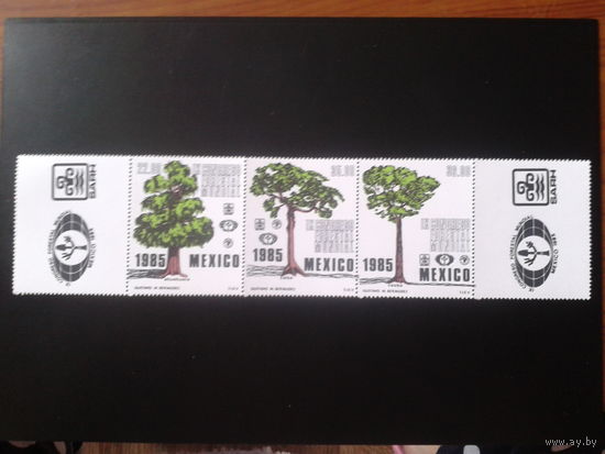 Мексика 1985 Конгресс по лесу, деревья** сцепка с купонами Михель-5,5 евро