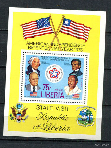 Либерия - 1976 - 200-летие Независимости США - [Mi. bl. 83] - 1 блок. MNH.  (Лот 115CO)