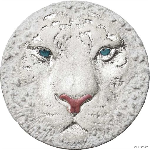 Ниуэ 5 долларов 2022г. "Уникальная техника изображения инея и льда: Белый Тигр". Монета в капсуле; подарочной рамке - футляре; номер монеты на гурте; сертификат; коробка. СЕРЕБРО 93,30гр.(3 oz).