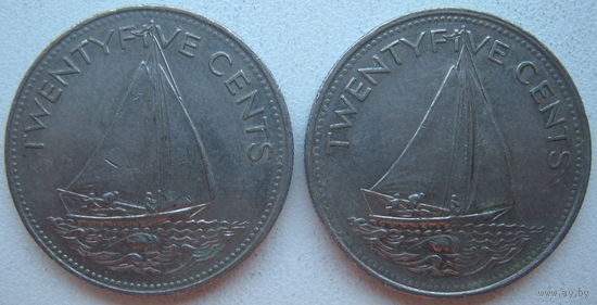 Багамские острова (Багамы) 25 центов 1991, 2000 г. Цена за 1 шт.