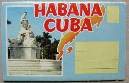 Набор открыток "Habana. Cuba" (Куба. Гавана) Середина 70-х гг Roberto Tobacco Co. Printed in USA.  5 двухсторонних открыток в ленте