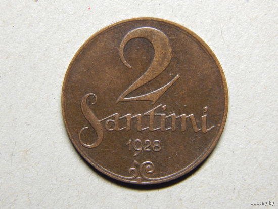 Латвия 2 сантима 1928г.