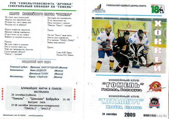 Хоккей.Программа.Гомель - Металлург (Жлобин).2009.