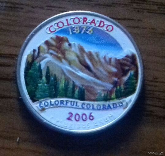 25 центов, цветной квотер США, штат Колорадо