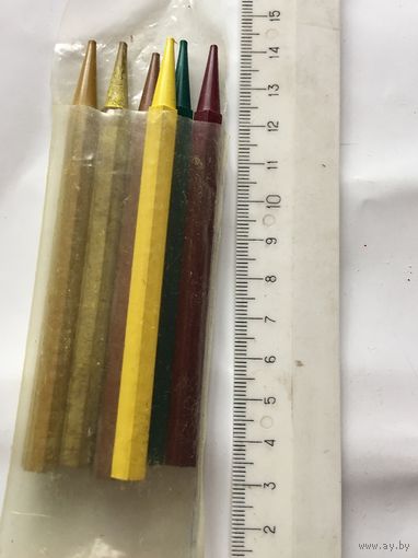 Мелки карандаши восковые цветные 6 шт СССР
