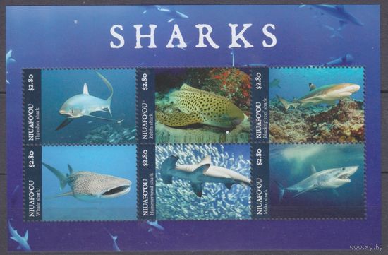 2019 Ниуафоу 722-727/B85 Морская фауна - Акулы 20,00 евро
