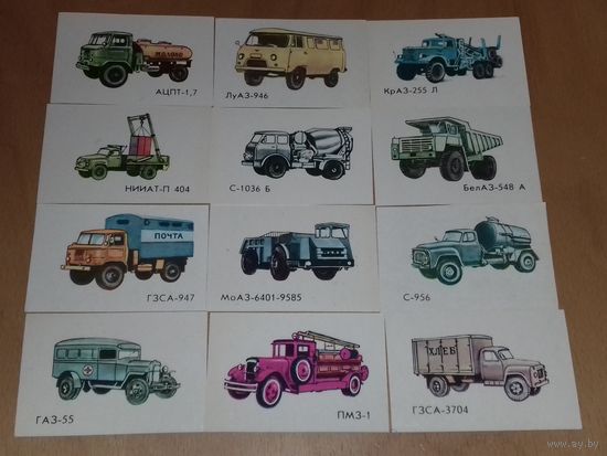Календарики 1987 Казахстан. Автомобили. Полная серия 12 шт. одним лотом