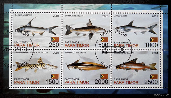 Восточный Тимор 2001  г. Сомы. Рыбы. Фауна, полная серия + Блок #0081-Ф1