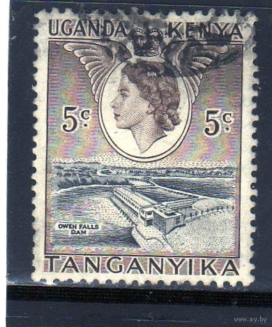 Британские колонии.Кения,Уганда,Танганьика. 5с. Королева Елизавета II. Дамба.