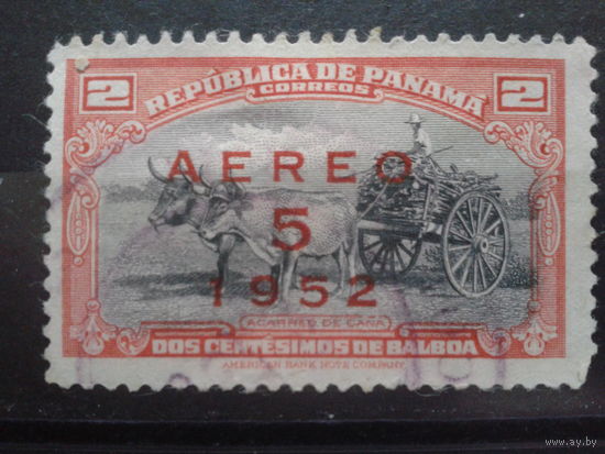 Панама, 1952. Авиапочта, надпечатка 5С на 2С