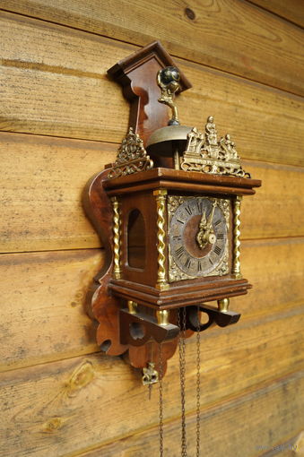 Голландские МАЛЫЕ Настенные Часы 1950-е гг. в стиле XVII века "ZAANSE CLOCK" S#3. ОЧЕНЬ РЕДКИЕ!!!