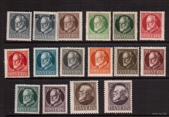 Германия(Бавария)-1916,(Мих.94А-115A)  ** / *  , 16 марок,  Король Людвиг III