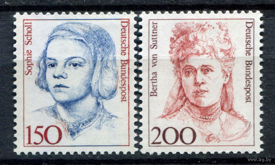 Германия - 1991г. - Известные женщины в немецкой истории - полная серия, MNH, одна марка с полосой на клее [Mi 1497-1498] - 2 марки