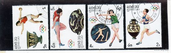 Лаос.Ми-974,975,977,978. Олимпийские игры.Бег.Метание копья.Прыжки в высоту.Метание диска.1987.
