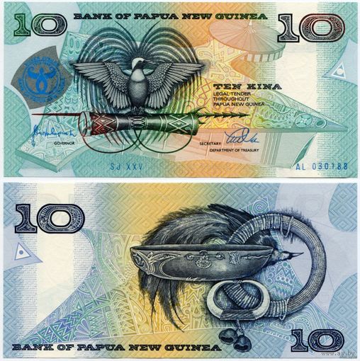 Папуа-Новая Гвинея. 10 кина (образца 1998 года, P17, UNC)