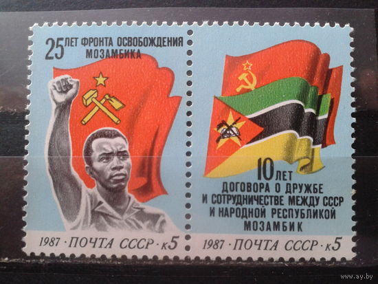 1987 Мозамбик, флаги** сцепка