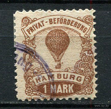 Германия - Гамбург (Hammonia II) - Местные марки - 1888 - Воздушный шар 1М - [Mi.16] - 1 марка. Гашеная.  (Лот 98EN)-T5P2