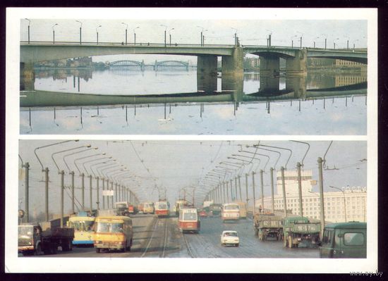 1988 год Ленинград Мост Невского Трамвай