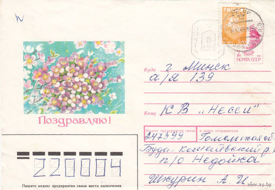 Провизорий. Недойка, Буда-Кошел. р-н, Гомел. обл. 1993. Не филателистическое письмо.