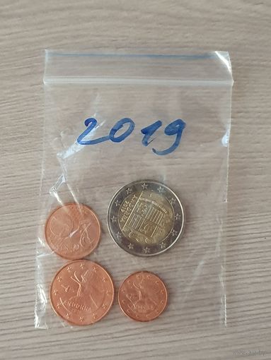 Андорра 2019 год. 1, 2, 5 евроцентов, 2 евро. UNC