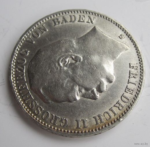 Баден 3 марки 1908 серебро  .31-385