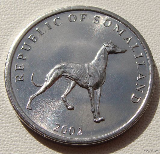 Сомалиленд. 20 шиллингов 2002 год  KM#6  "Собака грейхаунд"