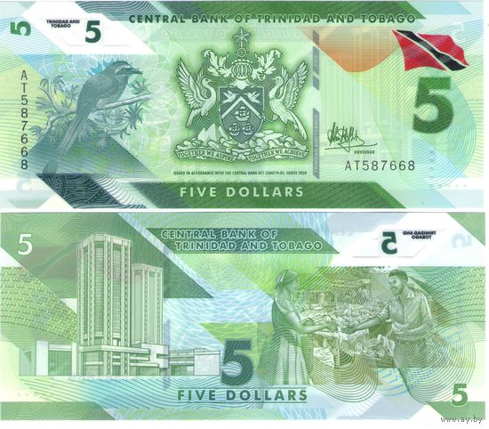 Тринидад и Тобаго 5 долларов  2020 год  UNC (полимер)