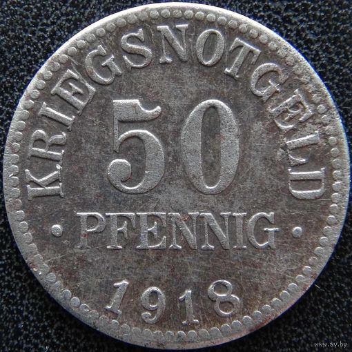 YS: Германия, Braunschweig, 50 пфеннигов 1918, государственный нотгельд Брауншвейга, железо, Funck# 56.4 A