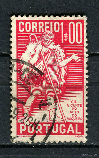 Португалия - 1937 - 400-летие Жиля Висенте 1Е - (есть тонкое место) - [Mi.600] - 1 марка. Гашеная.  (Лот 19Ct)