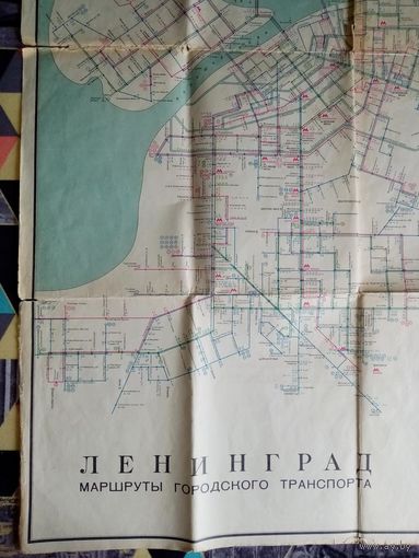 Карта Ленинград 1973 г Маршруты городского транспорта