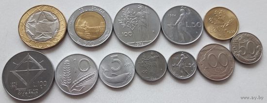Набор монет Италии, unc. Разные типы. Юбилейная.
