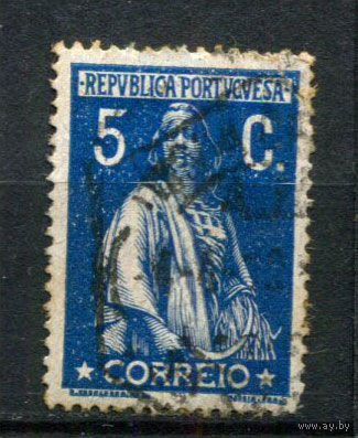 Португалия - 1912/1920 - Жница 5С - (есть тонкое место) - [Mi.210A] - 1 марка. Гашеная.  (Лот 103AY)