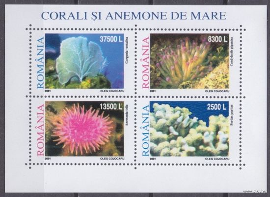 2001 Румыния 5608-5611/B318 Кораллы 7,00 евро