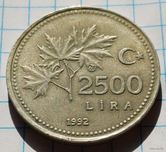Турция 2500 лир, 1992     ( 1-7-5 )